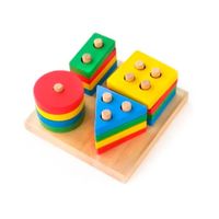 DIA DEL NIÑO - Juguete Didactico de Encaje de 4 Figuras Geometricas Multicolor