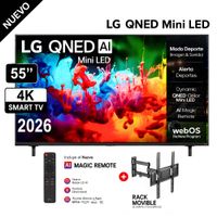 UHHTelevisor LG 55  MiniLED QNED 4K ThinQ AI 55QNED65BSA - 2026 - Rack Movible