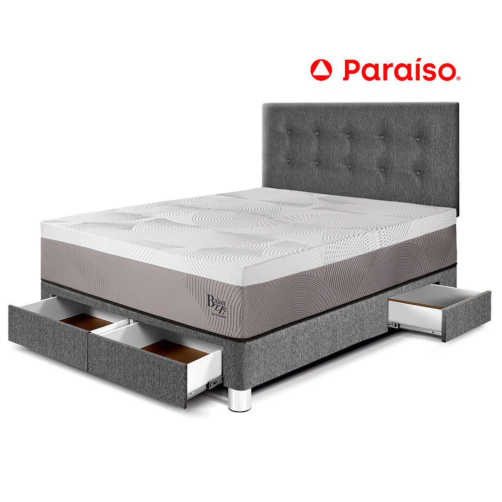 Dormitorio con Cajones Balanzze 2 Plazas Gris