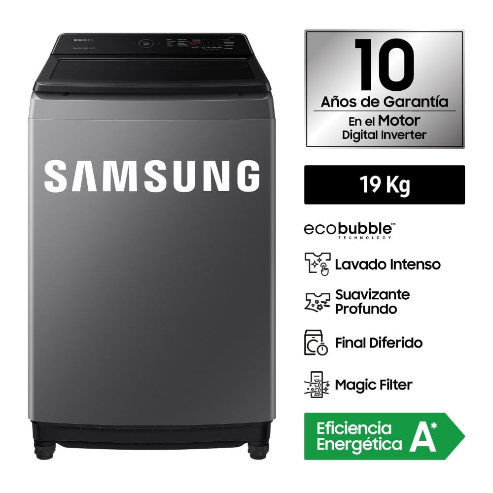 Lavadora Samsung EcoBubble™ 19KG WA19CG6441BDPE Silver