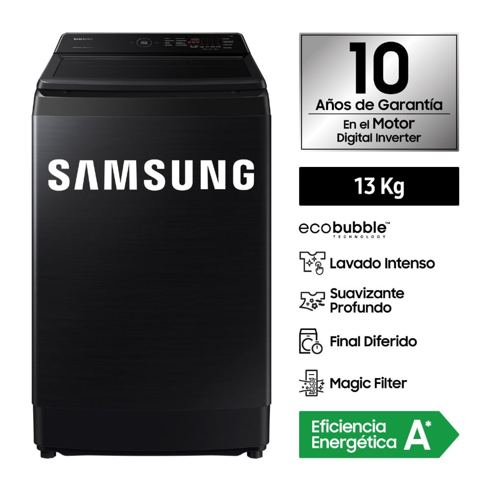 Lavadora Ecobubble Samsung WA13CG5441BVPE 13 Kg Negro