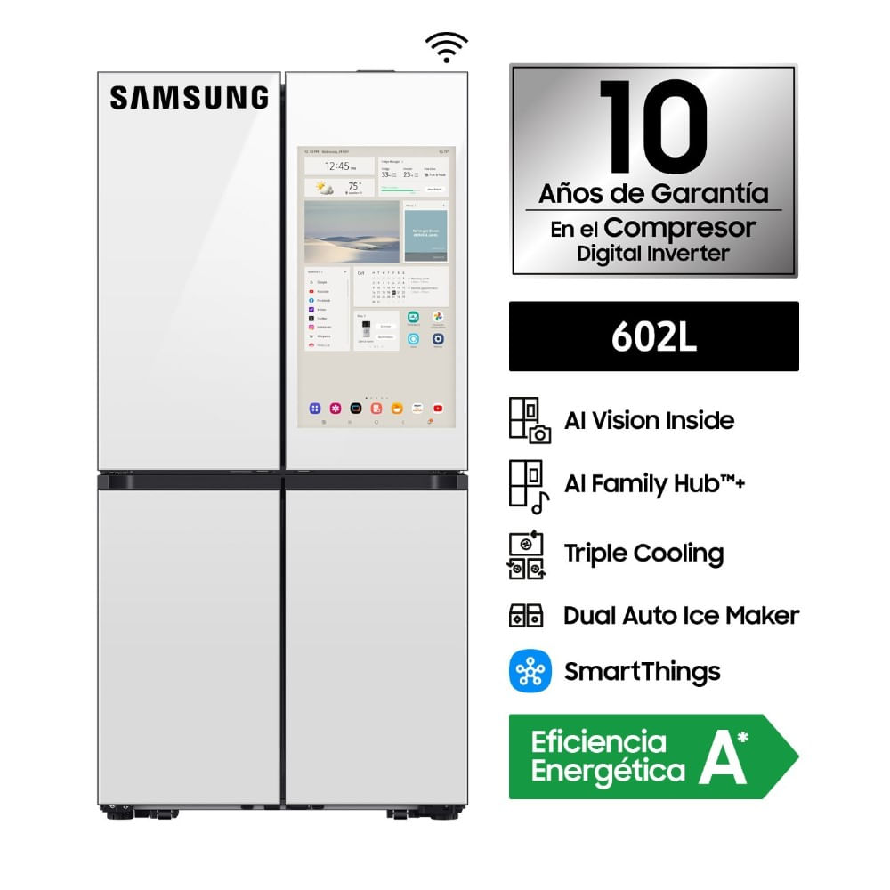 Refrigeradora Samsung French Door Family HUB AI RF29DB995012PE 699 LT Clean White
