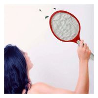 Pala Mosquitera Profesional de Mano para Uso Diario y Patio Rojo Y Notas