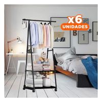 Pack6 Elemento Organizador Triangular con Ruedas Movil y Compacto Negro