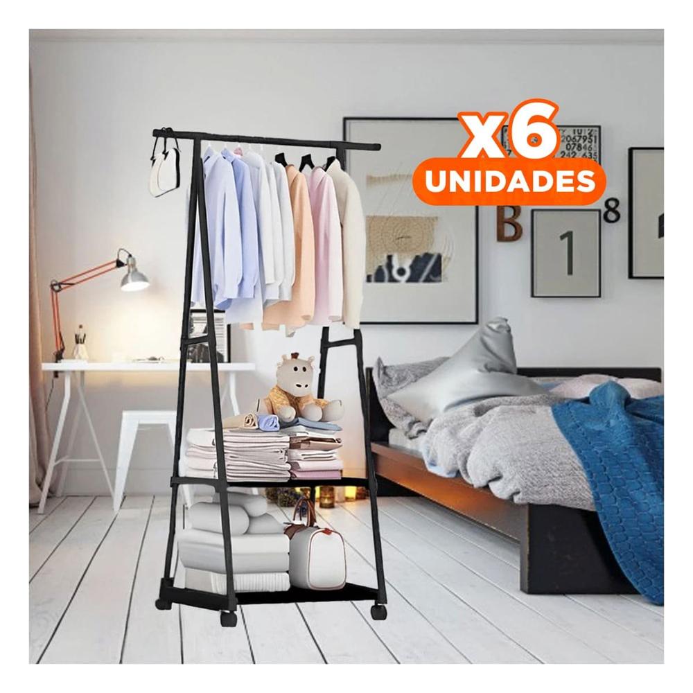 Pack6 Elemento Organizador Triangular con Ruedas Movil y Compacto Negro