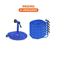 Pack6 Tubo Patio 30 Metros - Azul Flexible Para Regar Plantas En Casa Y Regalo Sticker