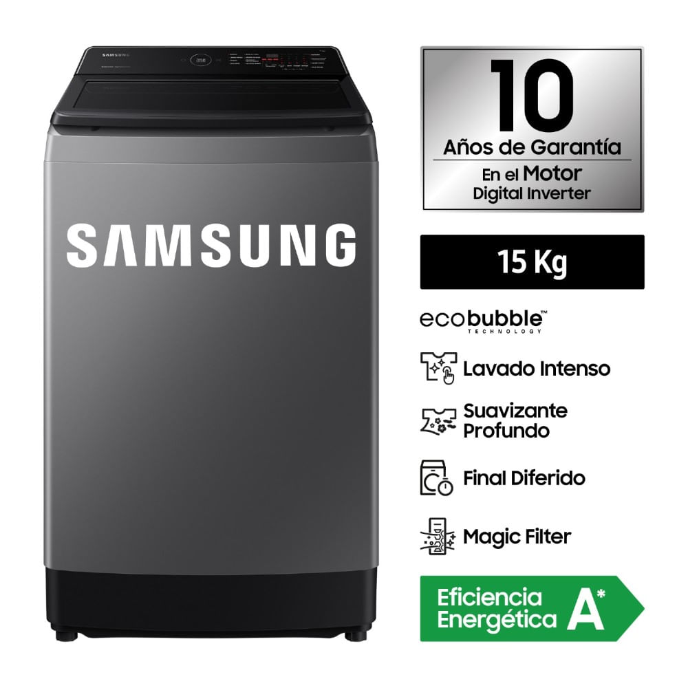 Lavadora Samsung EcoBubble WA15CG5441BDPE 15KG Gris Oscuro