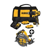 COMBO Dewalt: Taladro Percutor 1/2"" 20V BRUSHLESS ATOMIC DCD709D2 + Sierra Circular 7-1/4"" 60V FLEXVOLT BRUSHLESS DCS578B (Sin Bateria)