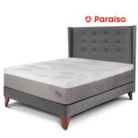 Dormitorio Europeo Royal Balanzze + Cabecera Gold 1.5 Plazas Gris
