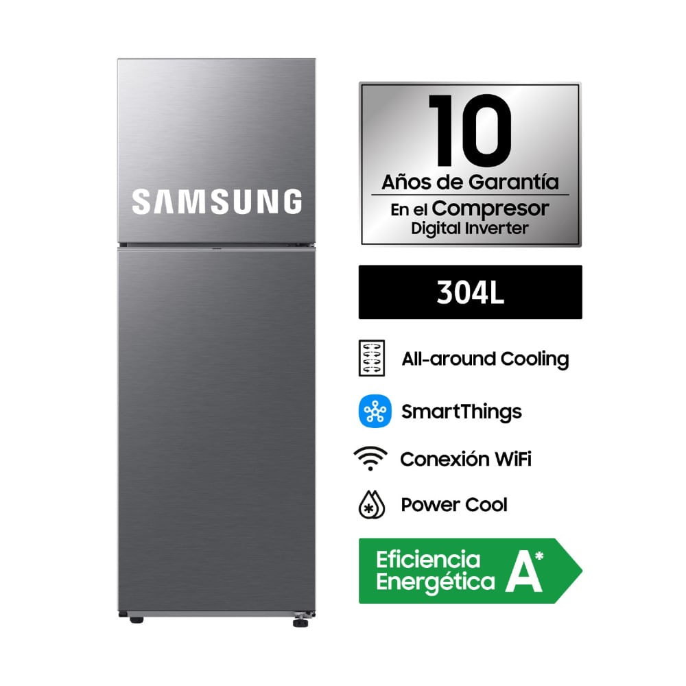 Refrigeradora Samsung 304L Top Mount Freezer RT31DG5120S9PE Plata