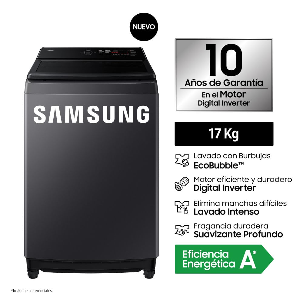 Lavadora Samsung EcoBubble 17Kg WA40F17E7CPE Gris Grafito
