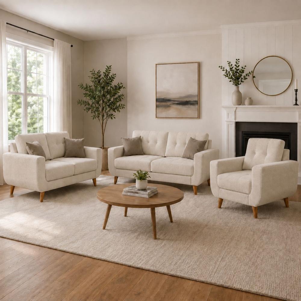 Juego de Sala Selena 3-2-1 Color Beige Oscuro