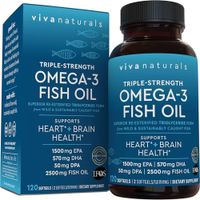 Viva Naturals Píldoras de aceite de pescado Omega 3 de triple potencia  120 capsulas