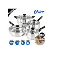 Juego de Ollas Oster Rametto 8 piezas Acero Inoxidable Plateado