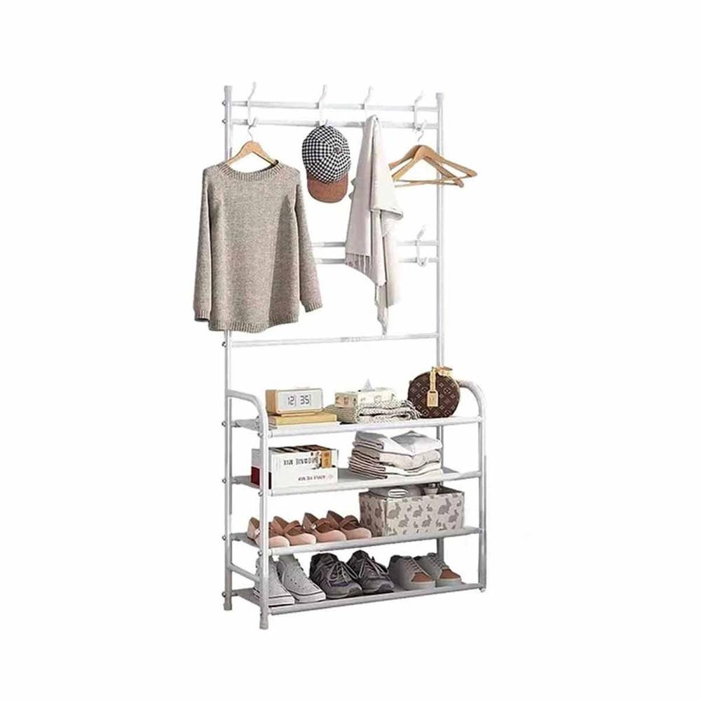 Mueble para Calzado con Percheros Curvos Blanco Practico para el Hogar Y Regalo Sticker