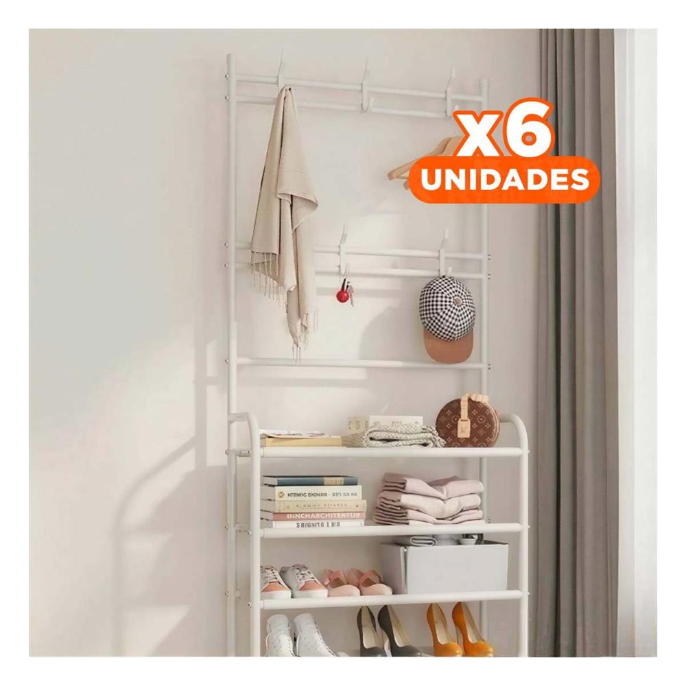 Pack6 Base para Zapatos con Percheros Curvos Blanco