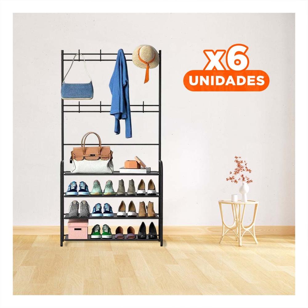 Pack6 Estante Curvo con Zapatera Negro para Casa Y Papel Regalo