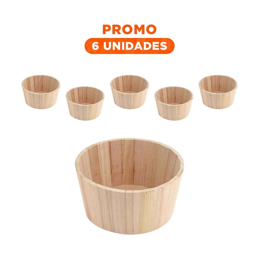Pack6 Cubo de Madera Circular 24x11cm con Base Firme de Calidad para la Repisa Y Regalo Sticker