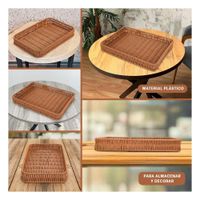 Contenedor Rectangular de Plastico Tejido 30x20x4cm Multiusos de Alta Calidad Y Ligas Regalo