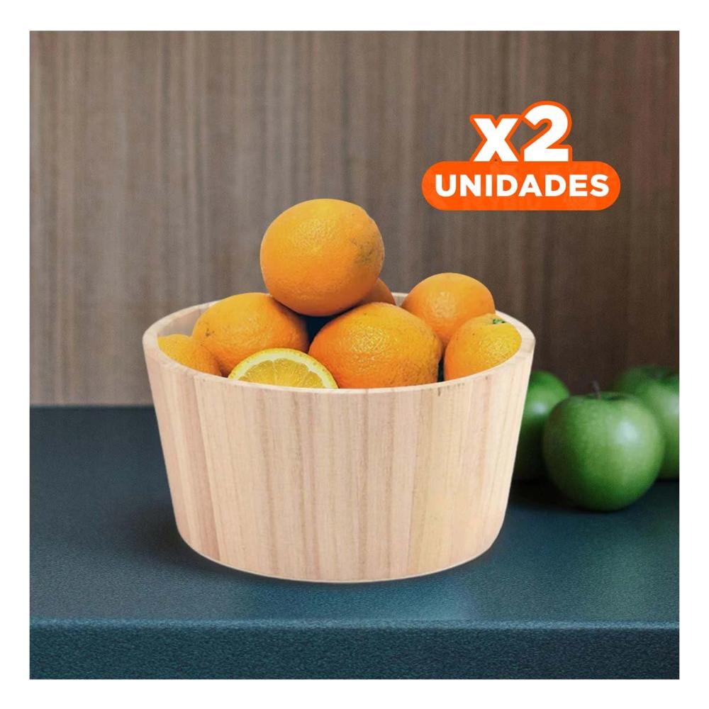 Pack2 Balde de Madera Circular 20x10cm de Textura Suave para Adorno de Interiores