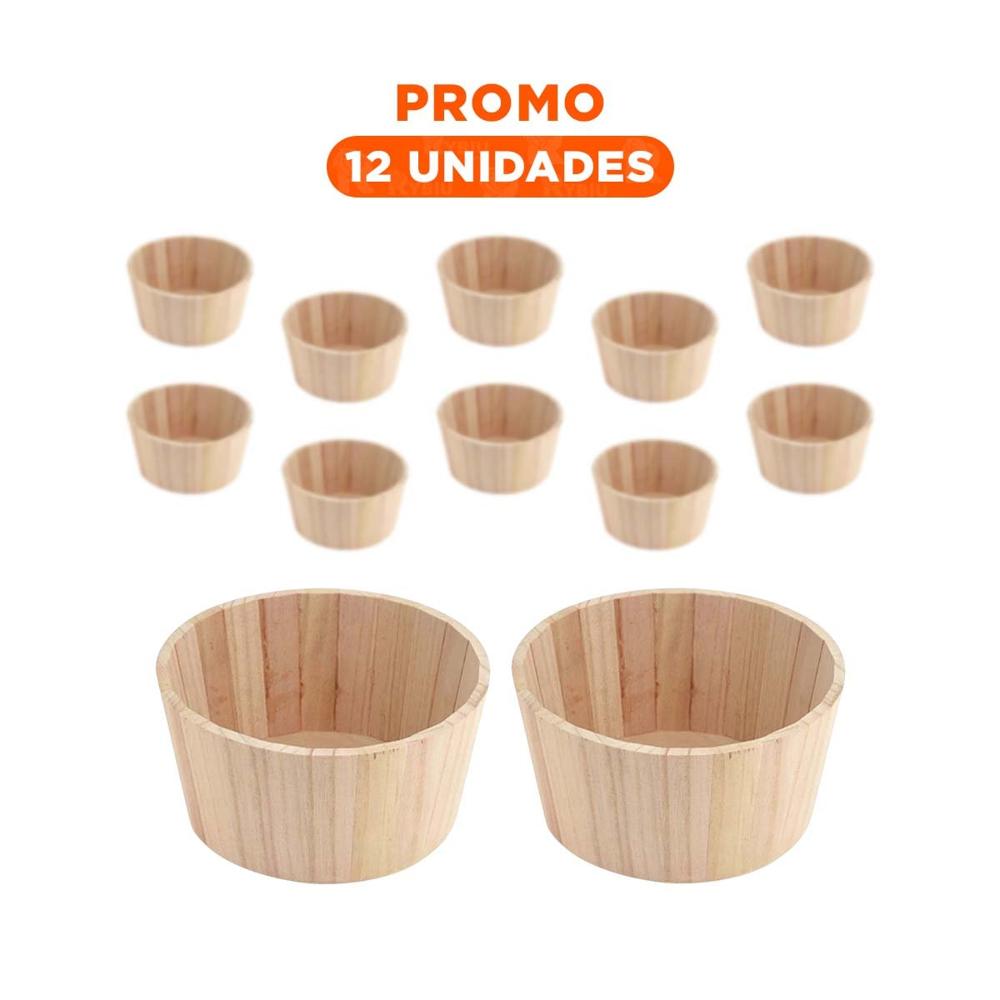 Pack12 Cubo de Madera Circular 24x11cm de Estilo Nordico de Hoy para el Pasadizo