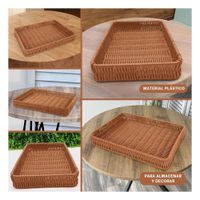 Contenedor Rectangular de Plastico Tejido 34x24x4cm Multiusos de Alta Calidad Y Ligas Regalo
