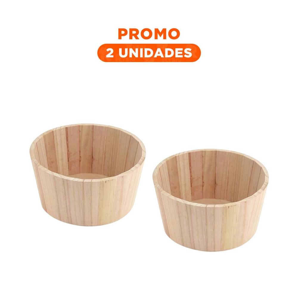 Pack2 Balde de Madera Circular 20x10cm de Estetica de Campo para Oficina Y Regalo Sticker
