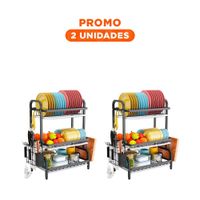 Pack2 Organizador de Platos con 3 Niveles y Bandejas Negro Y Regalo Sticker