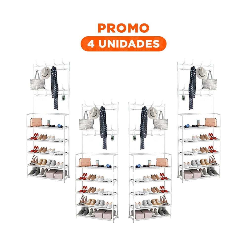 Pack4 Accesorio Resistente para Closet y Entrada de Casa 5 Niveles Blanco