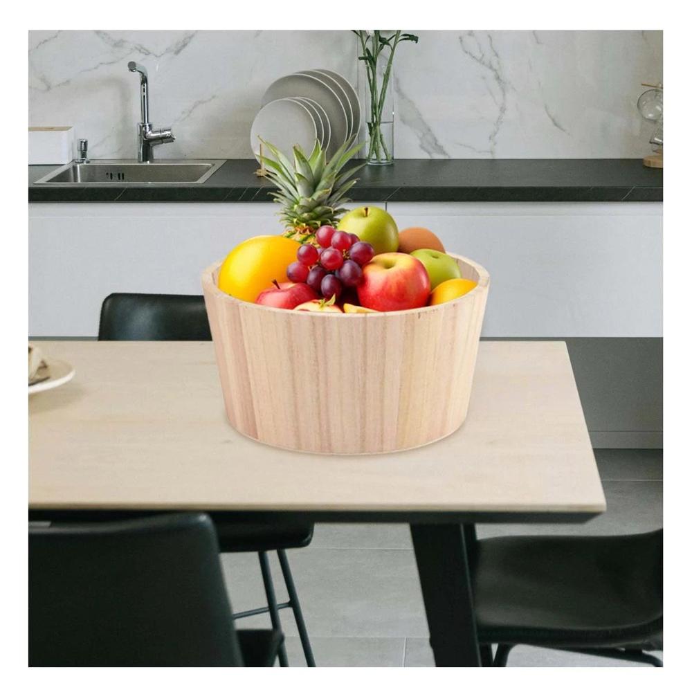 Balde de Madera Circular 20x10cm de Estilo Rustico para Decoracion de Casa