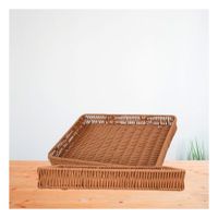 Canasta Rectangular de Plastico Tejido 34x24x4cm de Estilo Moderno y Resistente