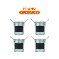 Pack4 Maceta Cubo de Metal con Doble Agarradera y Cuadro para Nota Versatil