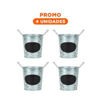 Pack4 Maceta Cubo de Metal con Doble Agarradera y Cuadro para Nota Gran Versatil