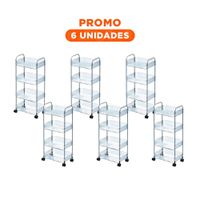 Pack6 Contenedor Elegante de Acrilico 4 Niveles con Asas Transparente Y Regalo Sticker