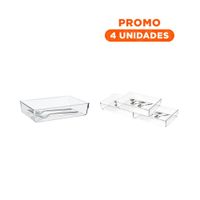 Pack4 Modulo Acrilico Transparente Rectangular para Cocina y Hogar Ligero