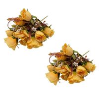 Pack de 2 Bouquet Artificiales De 5 Rosas Naranjas De 28Cm XS260011-2 FLORIPASTORE