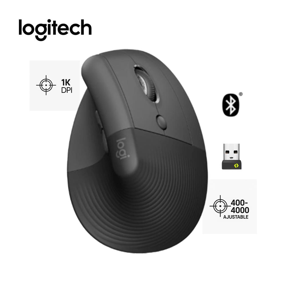Mouse Vertical Logitech Lift Ergonómico Bluetooth USB 6 Botones Grafito