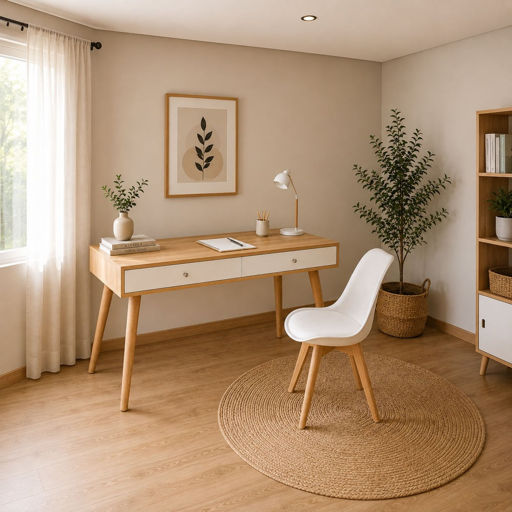 COMBO Escritorio Silla Vintage Larizza Ventitas Home Duna y Blanco