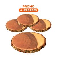 Pack4 Complemento Circular de Madera Natural para Decoracion de Casa en Espacios
