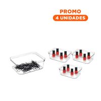 Pack4 Caja Organizadora Acrilica Transparente Rectangular para Escritorio y Hogar