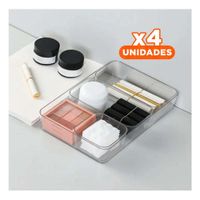 Pack4 Caja Organizadora Acrilica Transparente Rectangular para Cocina y Hogar Y Regalo Sticker