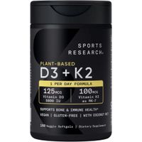Sports Research Vitamina D3 K2 con aceite de coco vitamina D vegana 5000iu y vitamina K Mk7