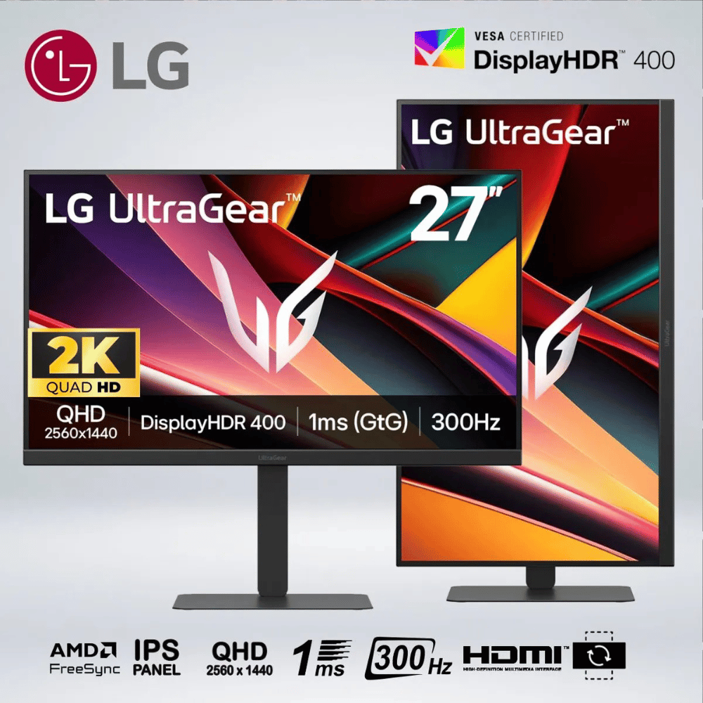 MONITOR GAMER Ultramar G6 QHD 27'' IPS 300hz 1ms HDR400 AMD G SYNC PIVOT SPEAKER 27G640A