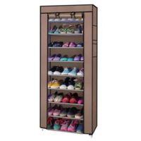 Organizador de Zapatos Armable Zapatera de 9 Niveles con Funda Marrón