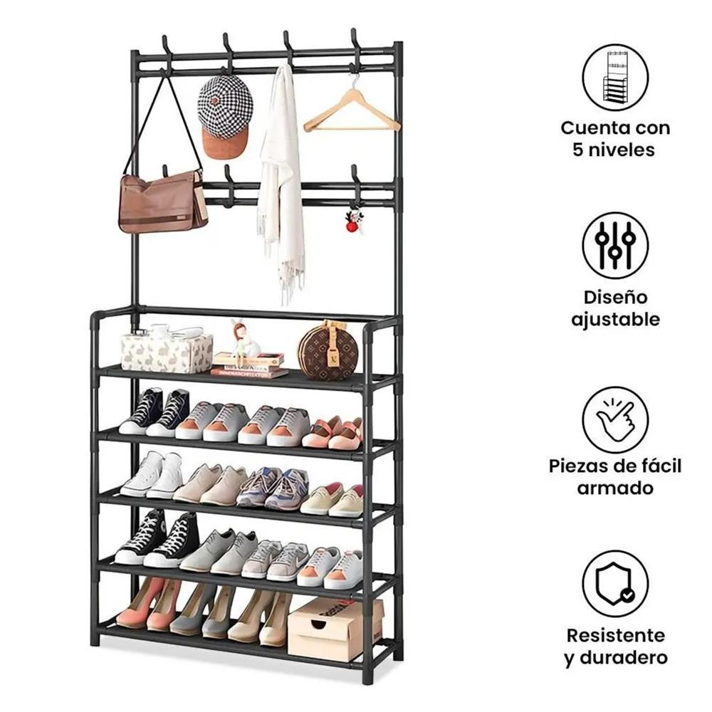 Organizador Perchero Organizador de Zapatos y Ropa Negro