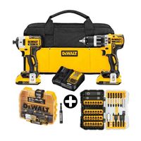 COMBO Dewalt: Taladro Percutor y Atornillador de Impacto 20V Modelo DCD796 y DCF887 + Set de 40 Piezas Flex Torq - Toughcase