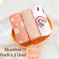 Manta Muselina para Bebé Algodón Pack x 3 Unidades SMT51
