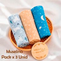 Manta Muselina para Bebé Algodón Pack x 3 Unidades SMT54