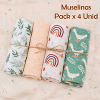 Manta Muselina para Bebé Algodón Pack x 4 Unidades SMT58