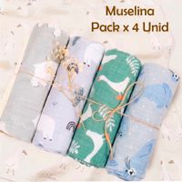 Manta Muselina para Bebé Bambú y Algodón Pack x 4 Unidades SMT68